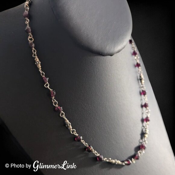 Silpada Garnet Sterling Silver Faceted Beaded Necklace - Picture 2 of 11